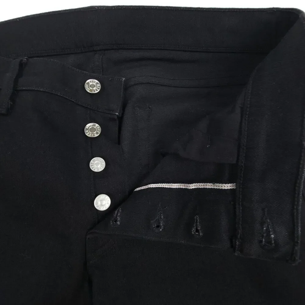BUCK MASON Slim Fit Japanese Selvedge Jeans Black Denim Minimal Quiet Luxury 34